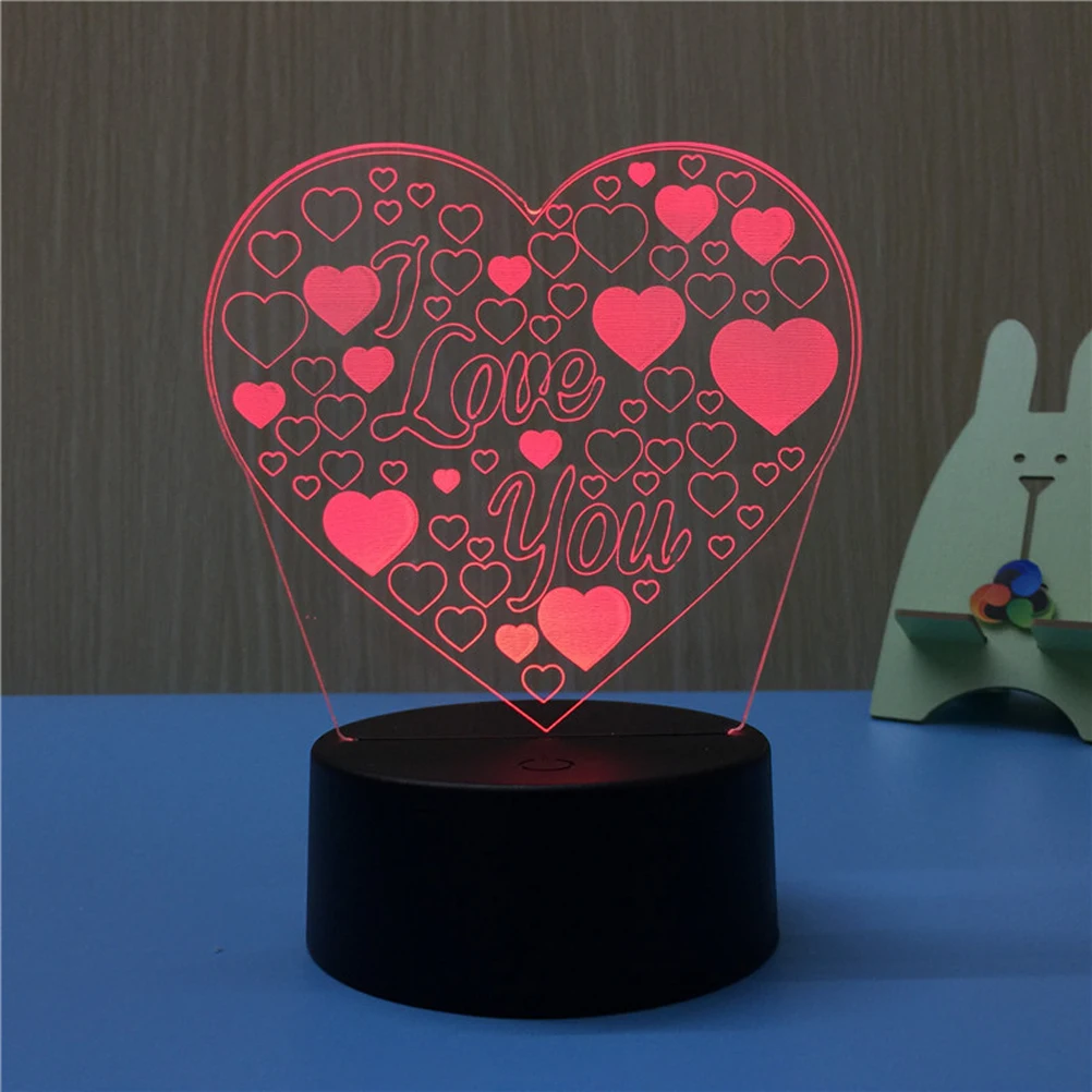 

3D Heart Acrylic Lamp For Bedroom USB Kids Adults Bedroom Night Lights For Kids Decor Gifts 7 Colors RGB Touch