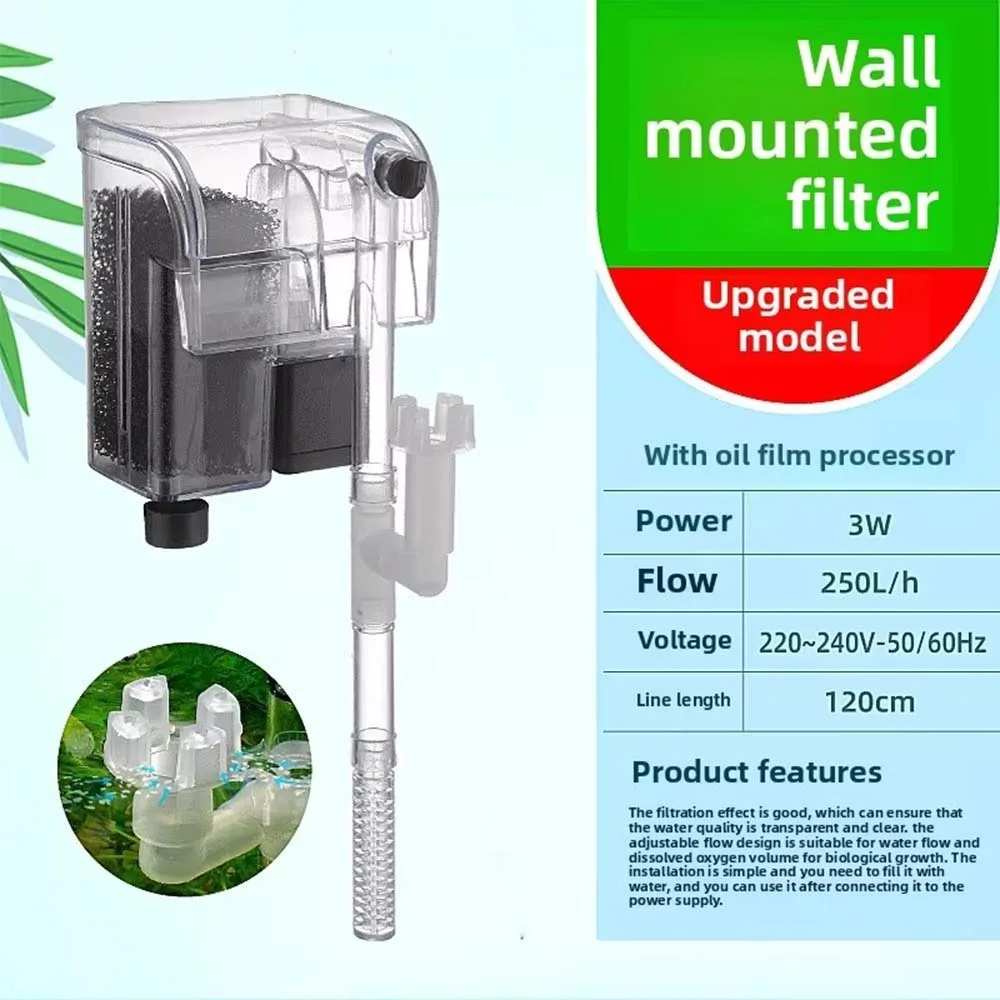 

Silent Operation Aquarium Filter Water Purification EU/US Plug External Filter Wall Hanging Transparent Hang-On-Back Filter