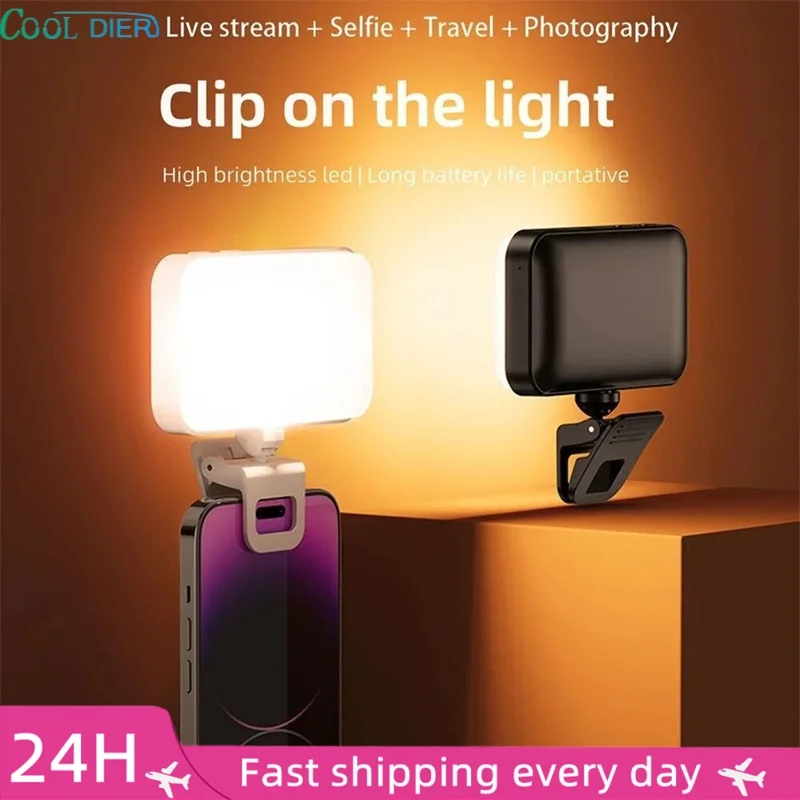 COOL DIER Pocket LED Selfie Light For IPhone IPad Mobile Phone Laptop Clip Flash Fill Video Photo Ringlight Photography Lamp