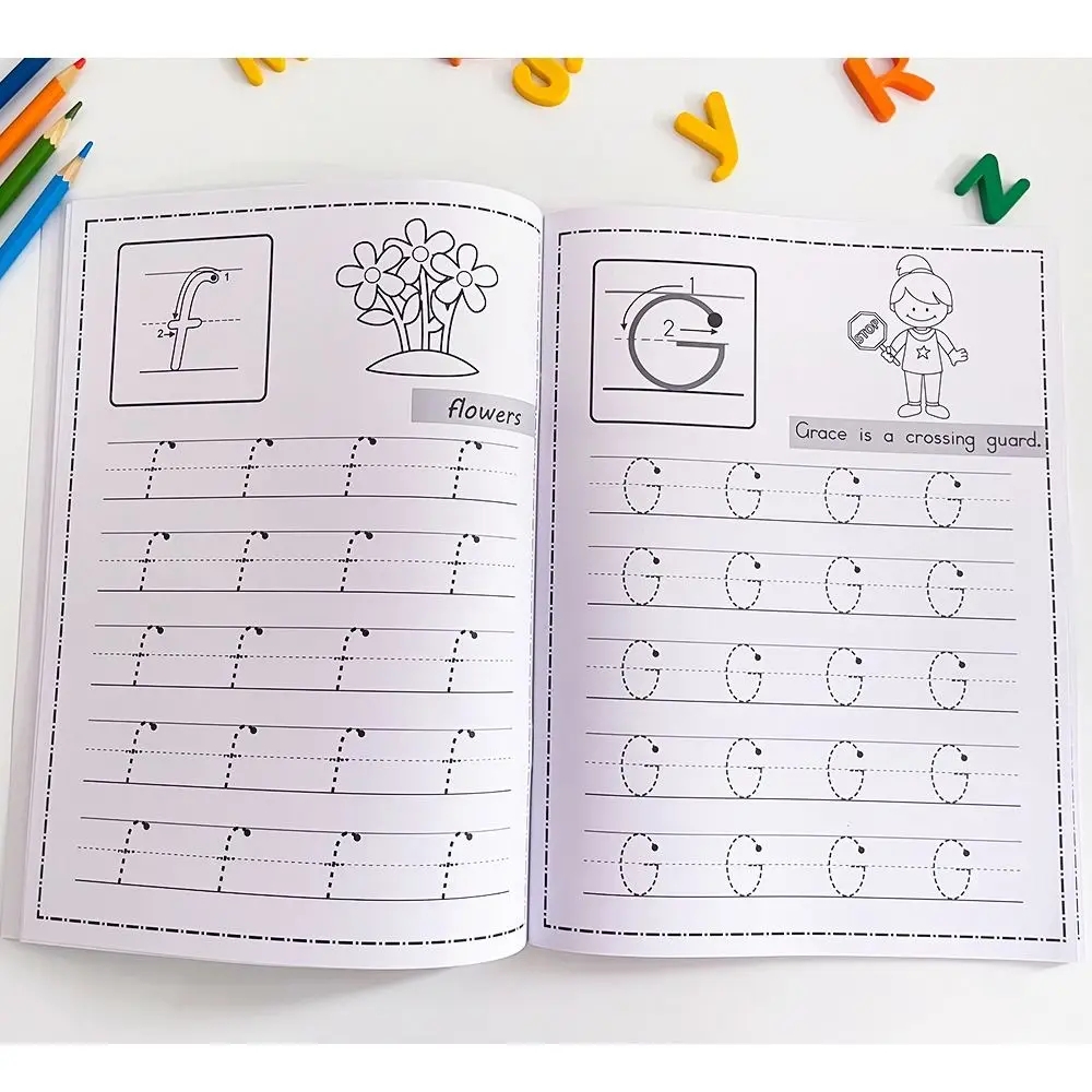 Multicolor Alphabet Workbook Upper or Lower Case Teaching Tool a-Z Writing Recognize English Letters Spell Exercise Book