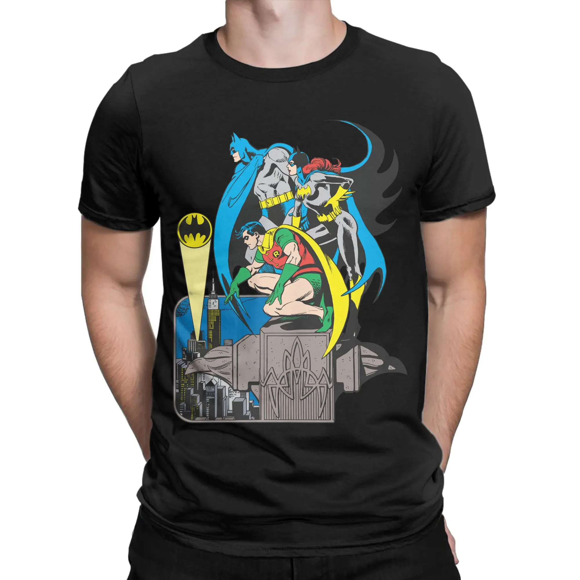 Camiseta de Batman, Batgirl y Robin para hombre, 100% algodón, estilo Harajuku, cuello redondo, manga corta