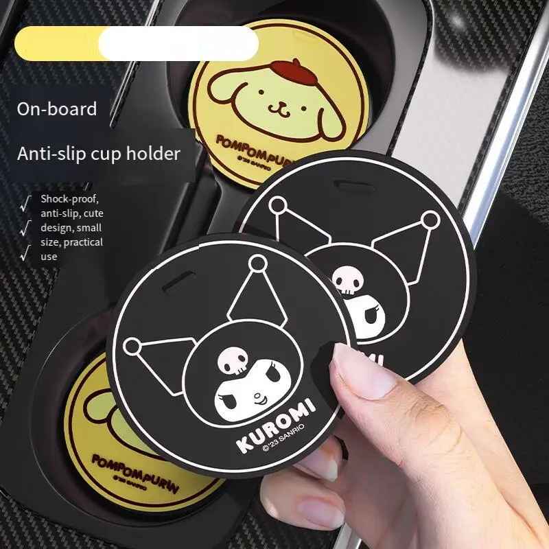 

Sanrio Cartoon Fashion Interior Coaster Pompom Purin Children New Cup Holder Kawaii Car Decoration Anti Slip Fixed Storage Pad