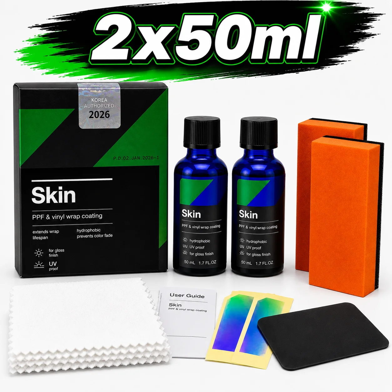 

CAR CQUARTZ Skin 2*50Ml PPF Vinyl Nano Coat UV Protection for Wrapped Vehicles with Vinyl Film UVA UVB Resistant