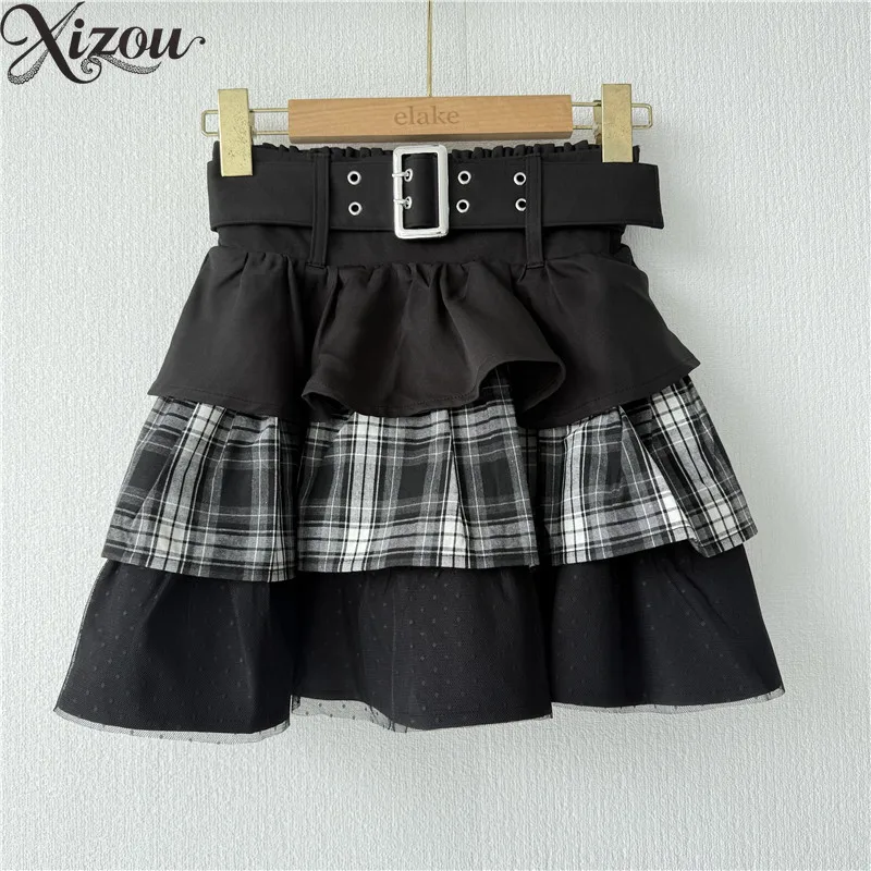 

Летний японский стиль, новый продукт, повседневные мини-короткие юбки для женщин, милая клетчатая юбка с высокой талией, новинка 2023 года