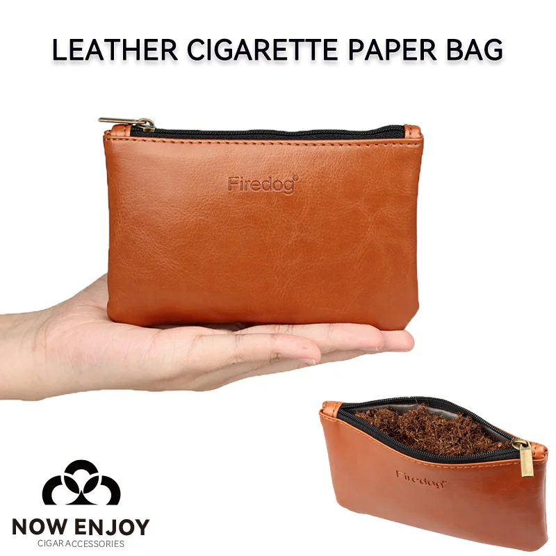 

Portable PU Leather Handmade Tobacco Pipe Pouch with Zip Smell Proof Water Proof Tobacco Pouch Cigarette Accessories