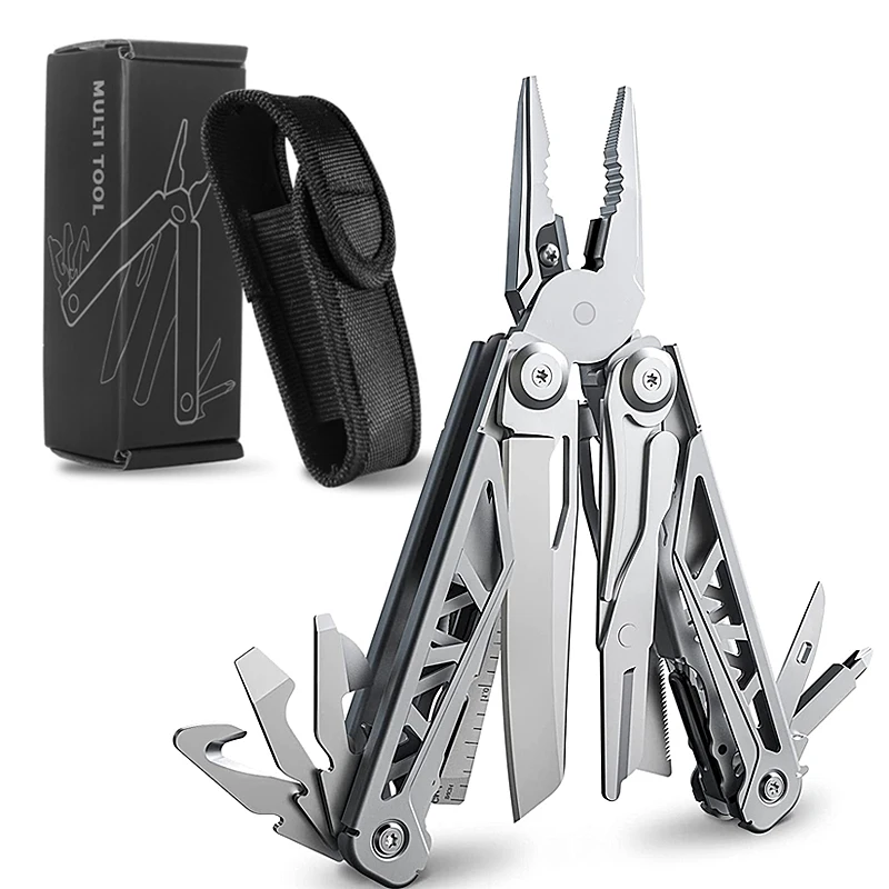 Multitool Pliers Durable Metal with Sharp Blade Multi-Tool with Regular Pliers Wire Cutter Screwdrivers Scissors for Outdoor Use