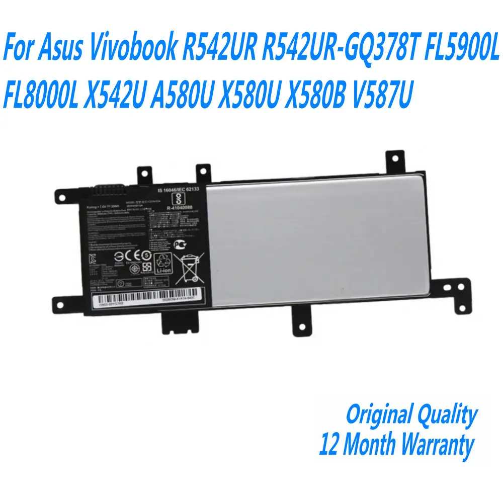 New 7.6V 38WH C21N1634 Laptop Battery For Asus Vivobook R542UR R542UR-GQ378T FL5900L FL8000L X542U A580U X580U X580B V587U