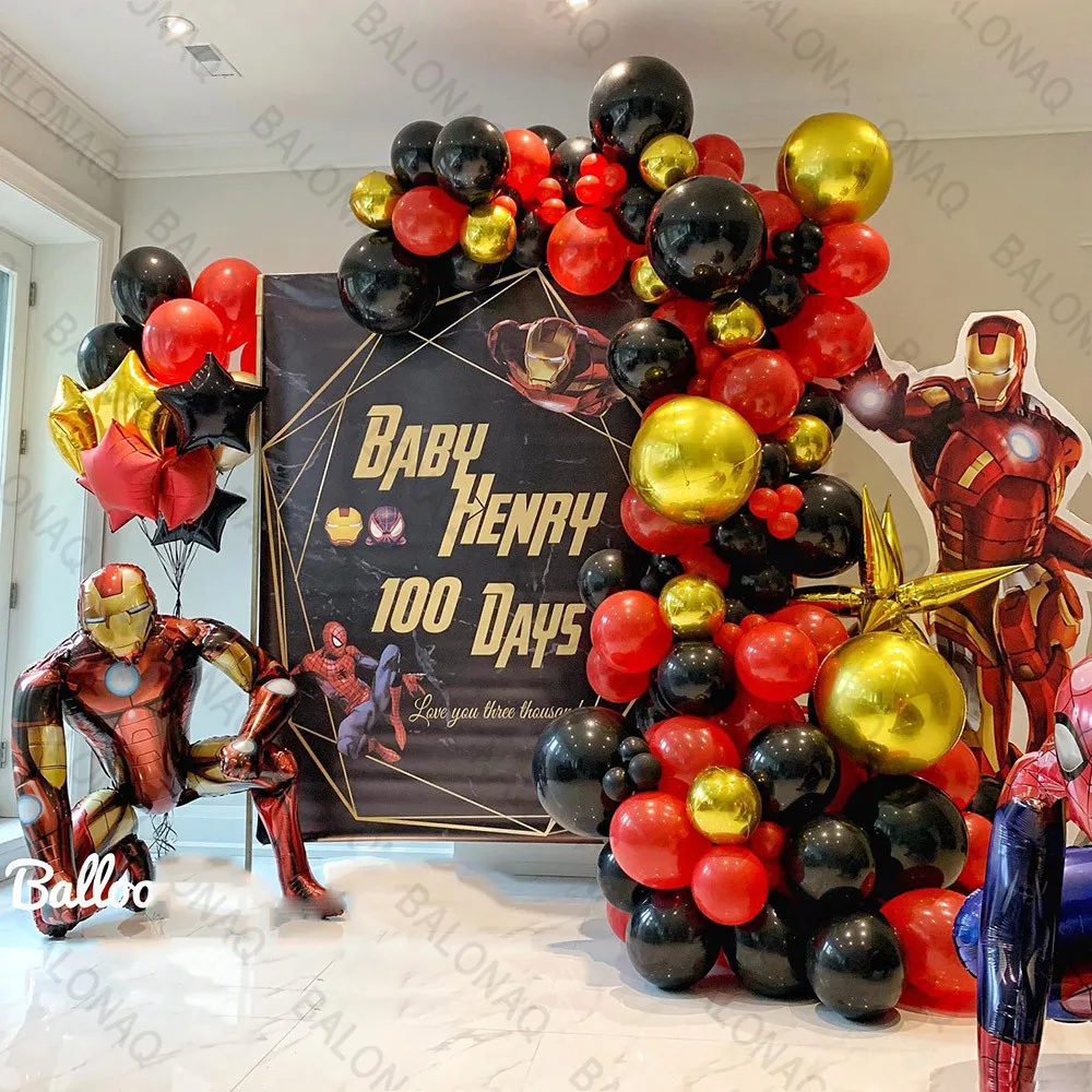 1 set 3D Big Iron Man Spider Hero Foil Balloons Number 1-9 Foil Balloons Kid Adult Birthday Party Decoration Supplies