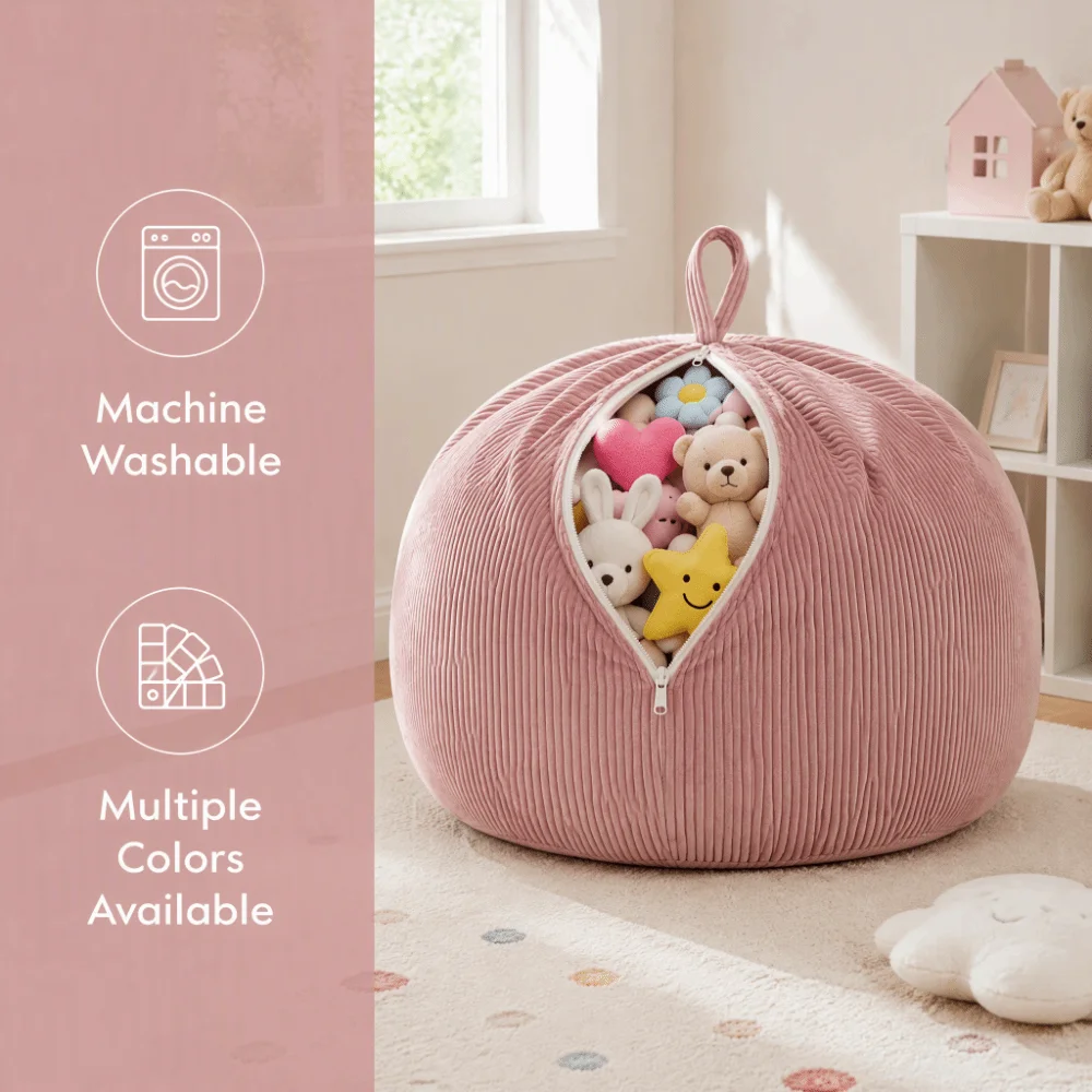 Corduroy Bean Bag Cover Removable Cover Washable Cover Beanbag Slipcover Single‑Seat Without Inner Filler Lazy Sofa Cover