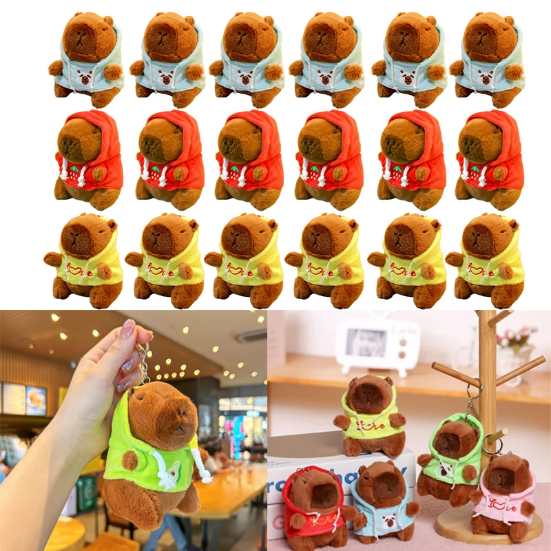 

Cute Capybara in Hoodie Plush Doll Keychain Soft Stuffed Animal Backpack Accessory Gift for Kids Couples Friends