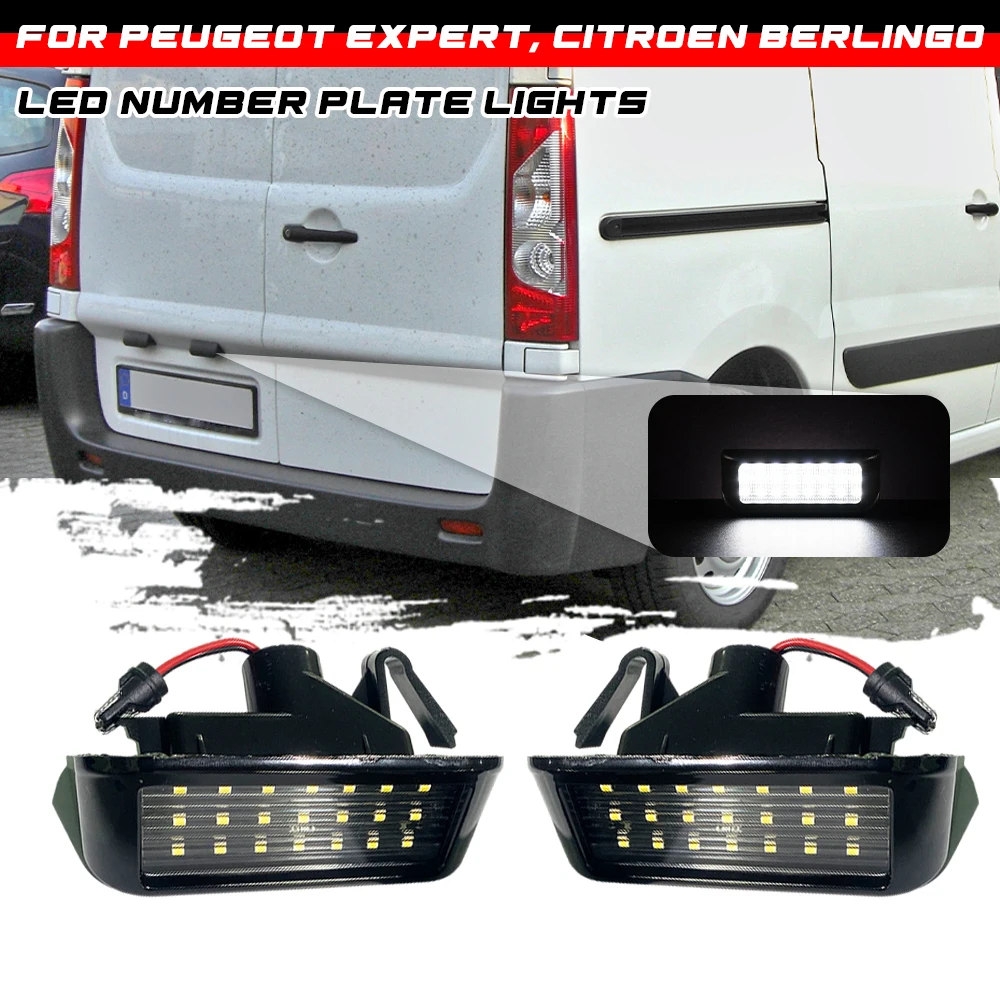 2Pcs Canbus LED Number License Plate Lights Lamps For Peugeot Expert Partner Citroen Berlingo Jumpy Fiat Scudo for Toyota