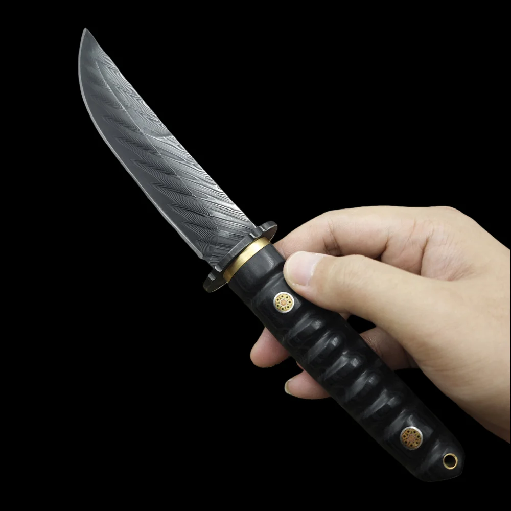 

VG10 дамасское лезвие с ручкой из черного дерева, тактический охотничий нож для самообороны, уличный нож для выживания в дикой природе, портативный инструмент для кемпинга, Edc