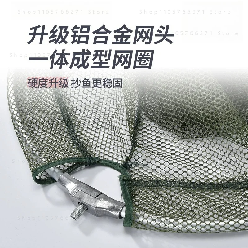Telescopic Aluminum Fishing Landing Net with Foldable Net Head, Durable Nylon Mesh Fish Catching Tool for Angling