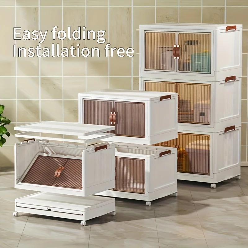 4-Tier Versatile Storage Cabinet-Multi-Functional Organizer for Bedroom, Kitchen, and Living Room - Durable Plastic Construction