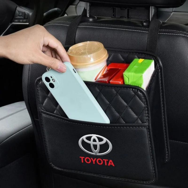

Car seat back leather storage bag car rear waste bag For Toyota Rav4 CHR Yaris Prius Avensis Corolla Camry Highlander GR 86