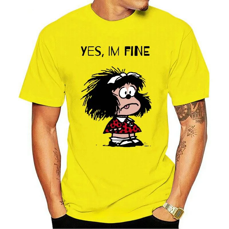 Man Clothing Female T-shirt Cartoon PAZ Mafalda Or QUIERO Cafe Printed Female Graphic T-shirt Harajuku Funny T-shirt Female Top