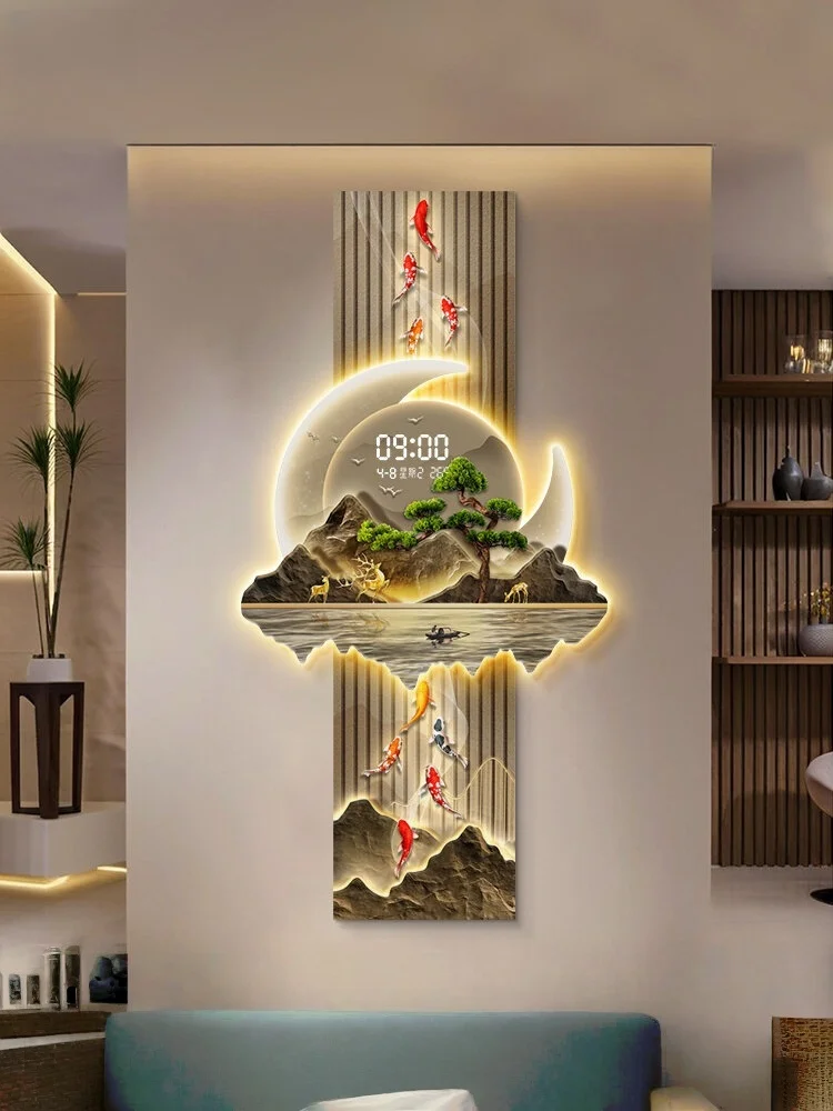 Design Luxury Wall Clocks Living Room Led Wall Watch Silent  Horloge Murale Home Decoration LED Display Wall Lighting Fixtures