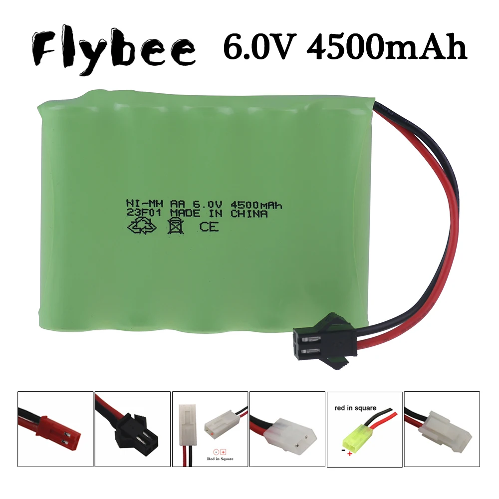 แบตเตอรี่ NiMH 6V 4500mAh สำหรับของเล่น RC รถยนต์รถถังหุ่นยนต์ปืน6V แบตเตอรี่แบบชาร์จไฟได้ Ni-MH AA ก้อนแบตเตอรี่1ชิ้น