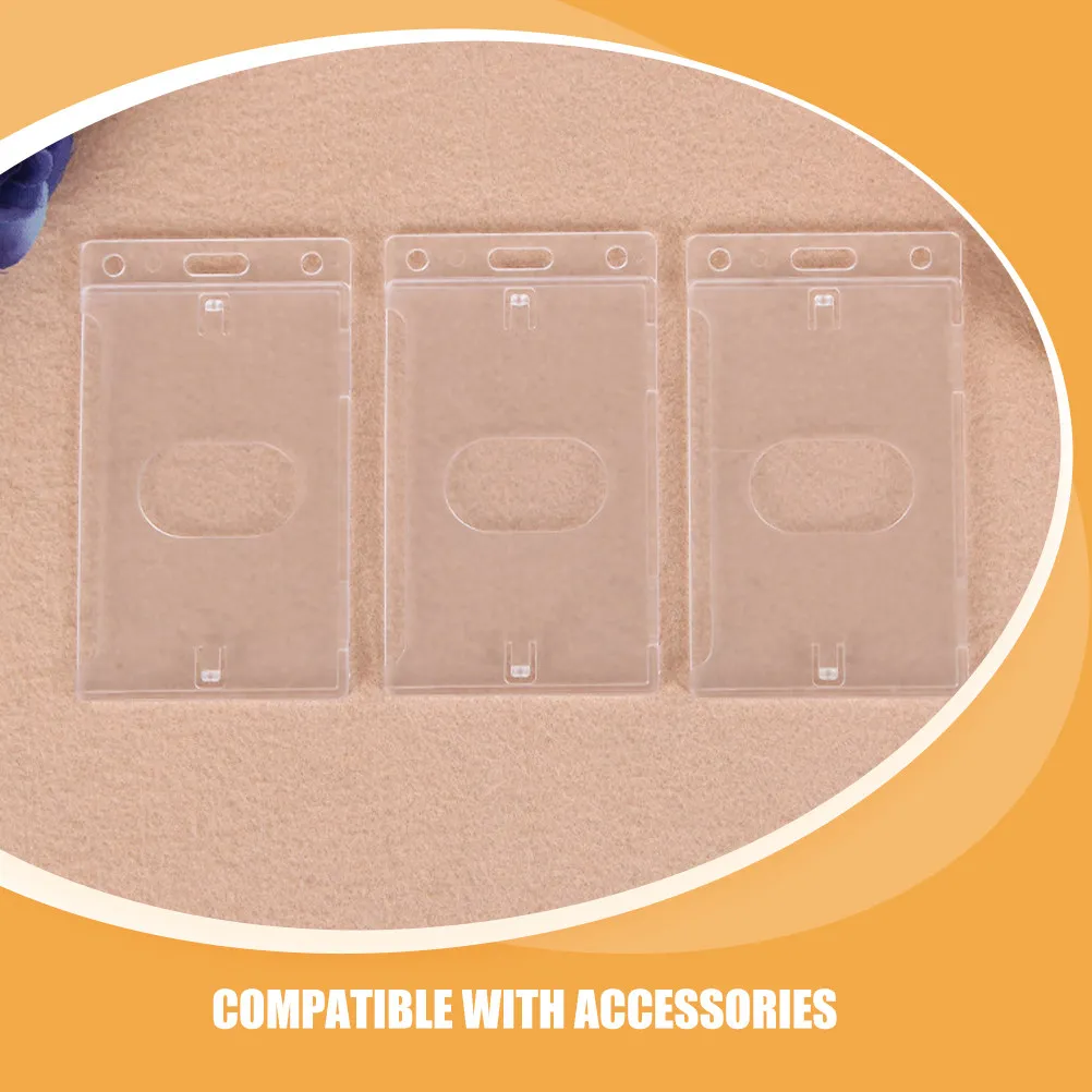 5Pcs Transparent Plastic Id Badge Holders Side Insert Design Hard Plastic Card Holders for Office School Conference Events Easy
