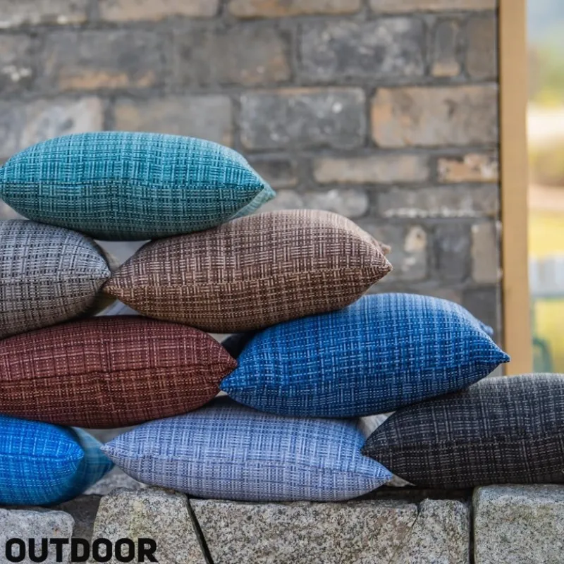 1/2pcs Outdoor Waterproof Navy Throw Pillow Covers Weaving Texture Water Resistant Decorative Cushion Covers for Garden Patio