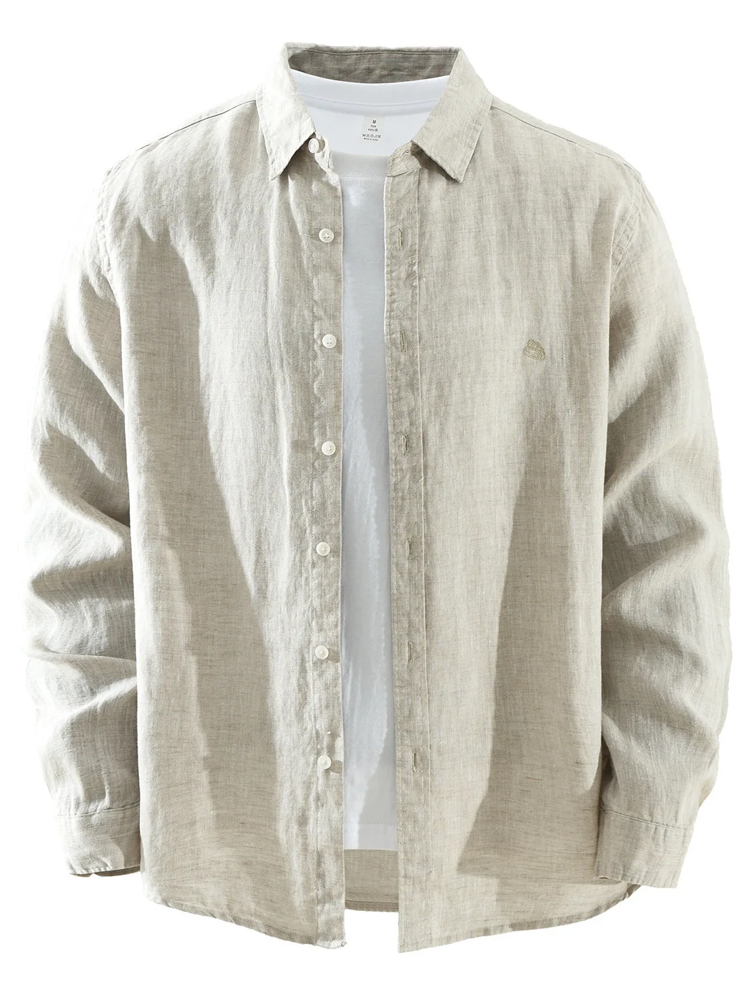 

Embroidered Long Sve Linen irt Men's Casual All-Match Artistic Lightweight Breathable Color Full-Linestone irt