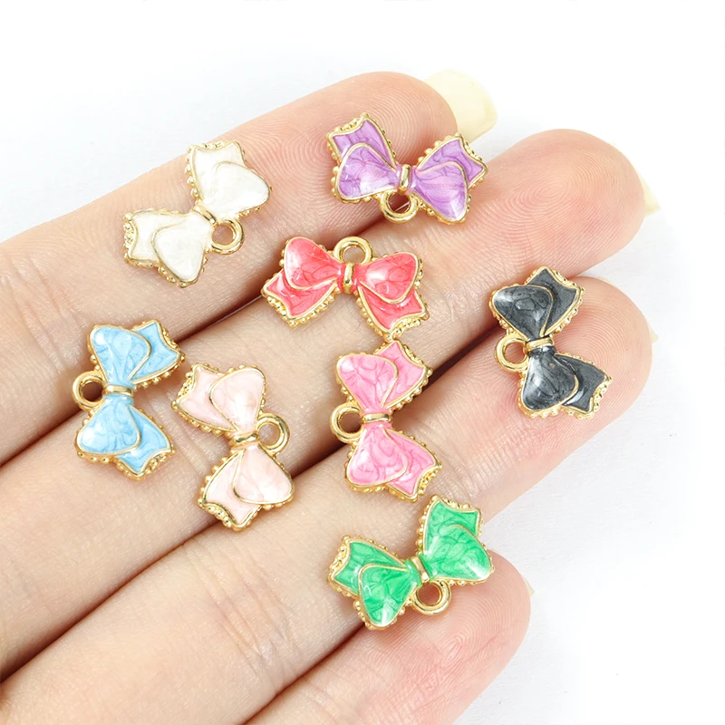 20Pcs Exquisite Enamel Bowknot Charms Girls Colourful Cute Bow Tie Pendants Diy Bracelets Earring Necklace Jewelry Accessories