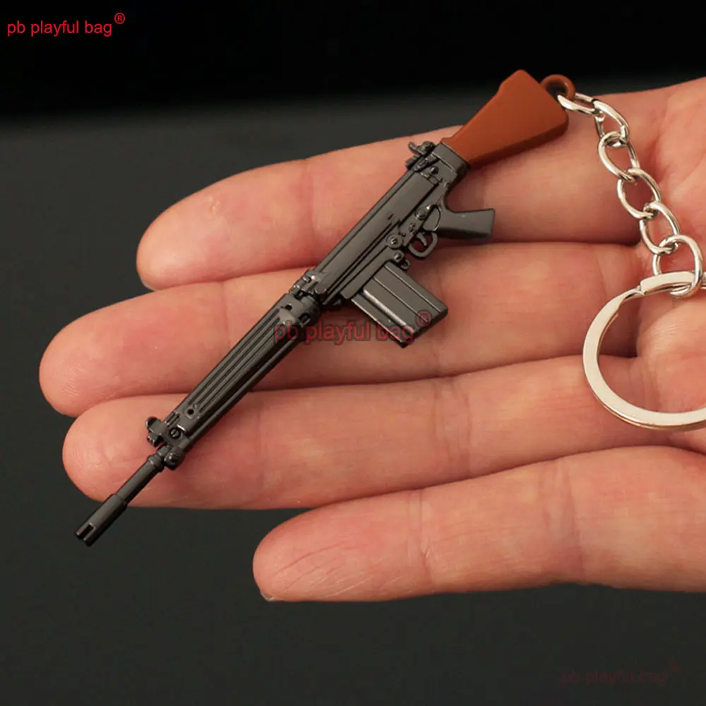 합금 키 체인 벨기에 FN FAL 미니 금속 장난감 총 장식 모델 게임 주변기기 액션 피규어 어린이 장난감 크리스마스 선물 ZG410