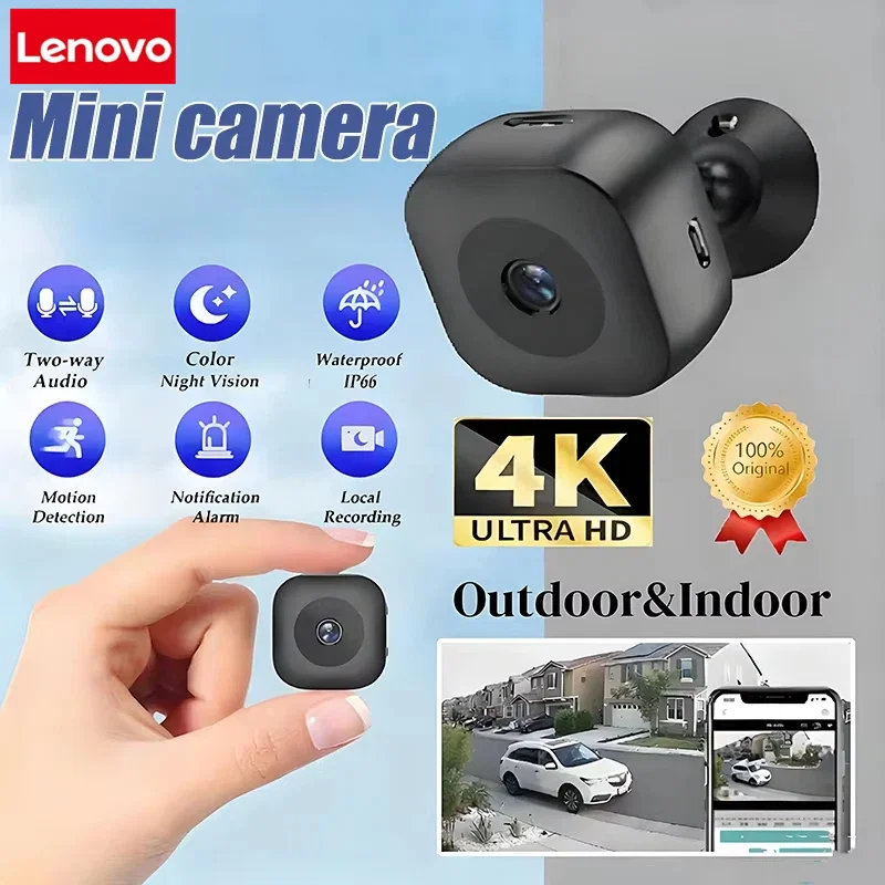 

Умная мини-камера Lenovo WiFi IP/AP для удаленного мониторинга, портативная камера с функцией обнаружения движения, видеокамера для умного дома, камера безопасности для детей 2025