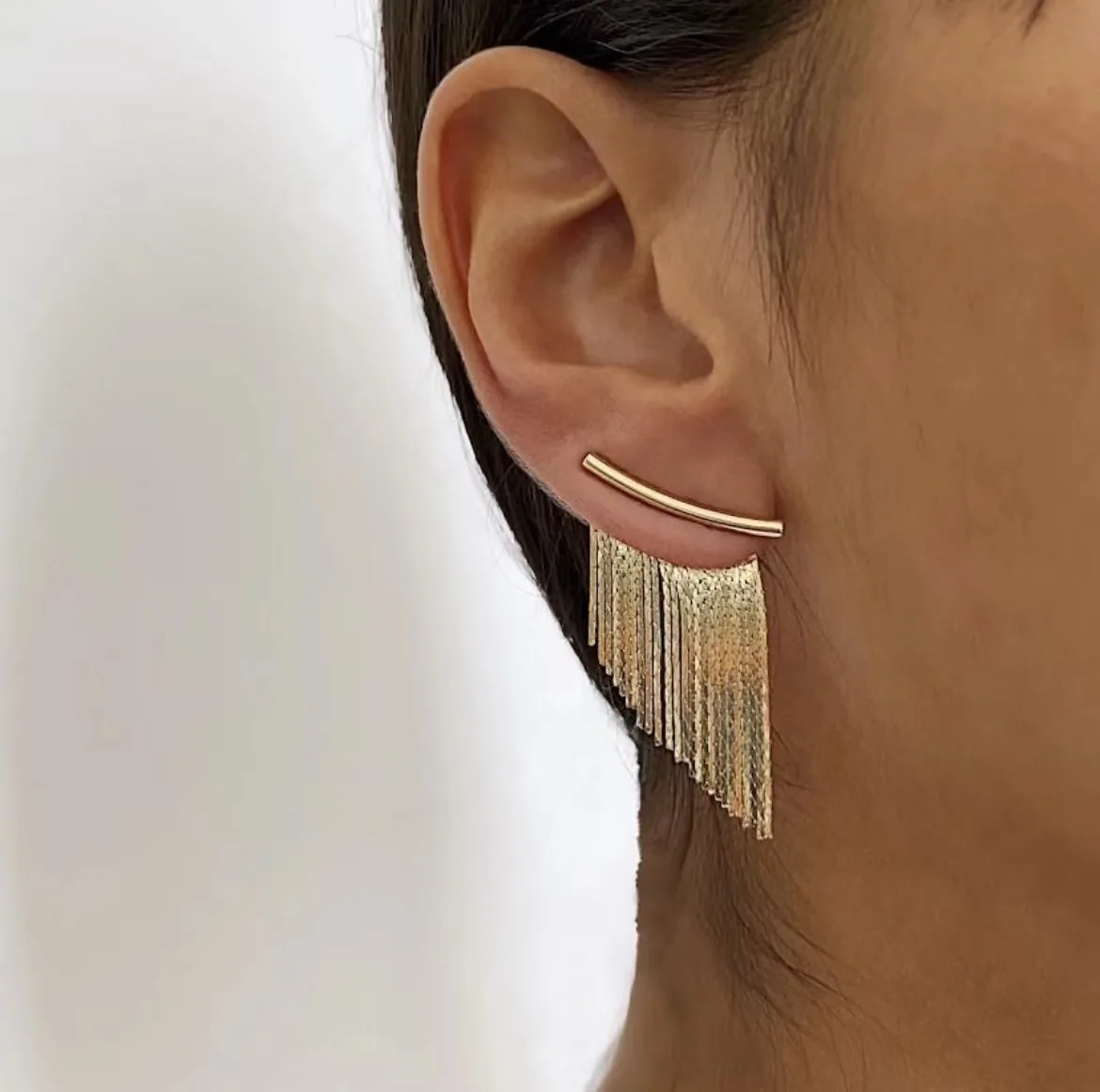 Fashion Statement Earrings Long Statement Gold Color Bling Tassel Earrings For Women Female Wedding Daily Pendant Jewelry Gifts
