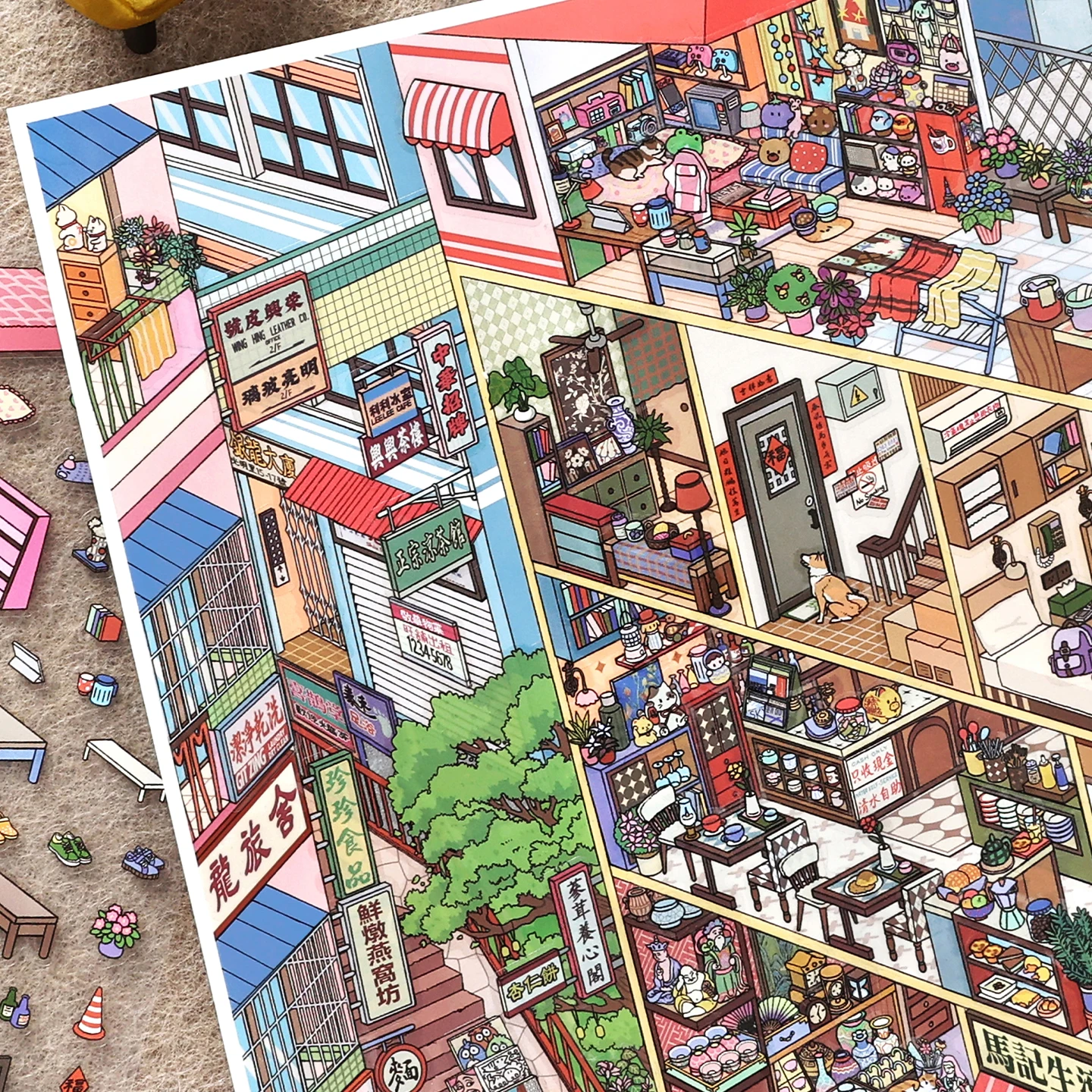 

Kawaii city street scene 3D City Walk Landscape Sticker DIY Pocket Cabin Scene festival gift
