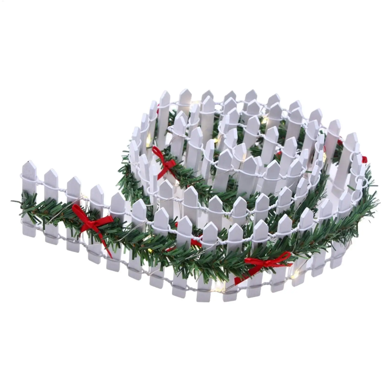 Fence for Christmas Tree Holiday Bowknot LED Wood Barrier Cats Dogs Tree Fence Border for Home Dorm Apartment Fireplace Living