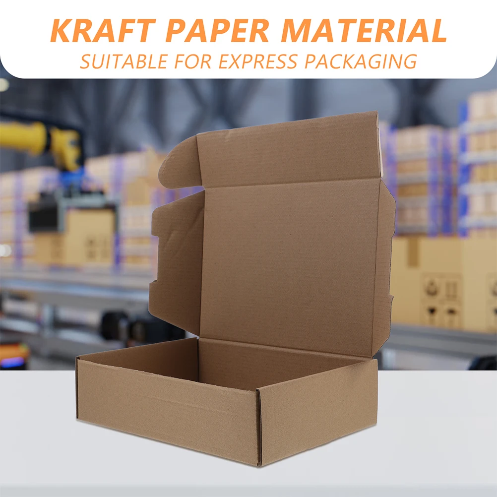 Caixas de embalagem de papel kraft de camada tripla, 10 peças para caixa postal marrom, tamanho pequeno, caixa de papelão plana, espaço