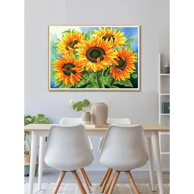 

Набор для вышивки крестом подсолнуха, цветочная серия, набор для вышивания «сделай сам», 11CT, 9CT, ткань с принтом, ручная работа, набор материалов It Myself, хлопковые нитки