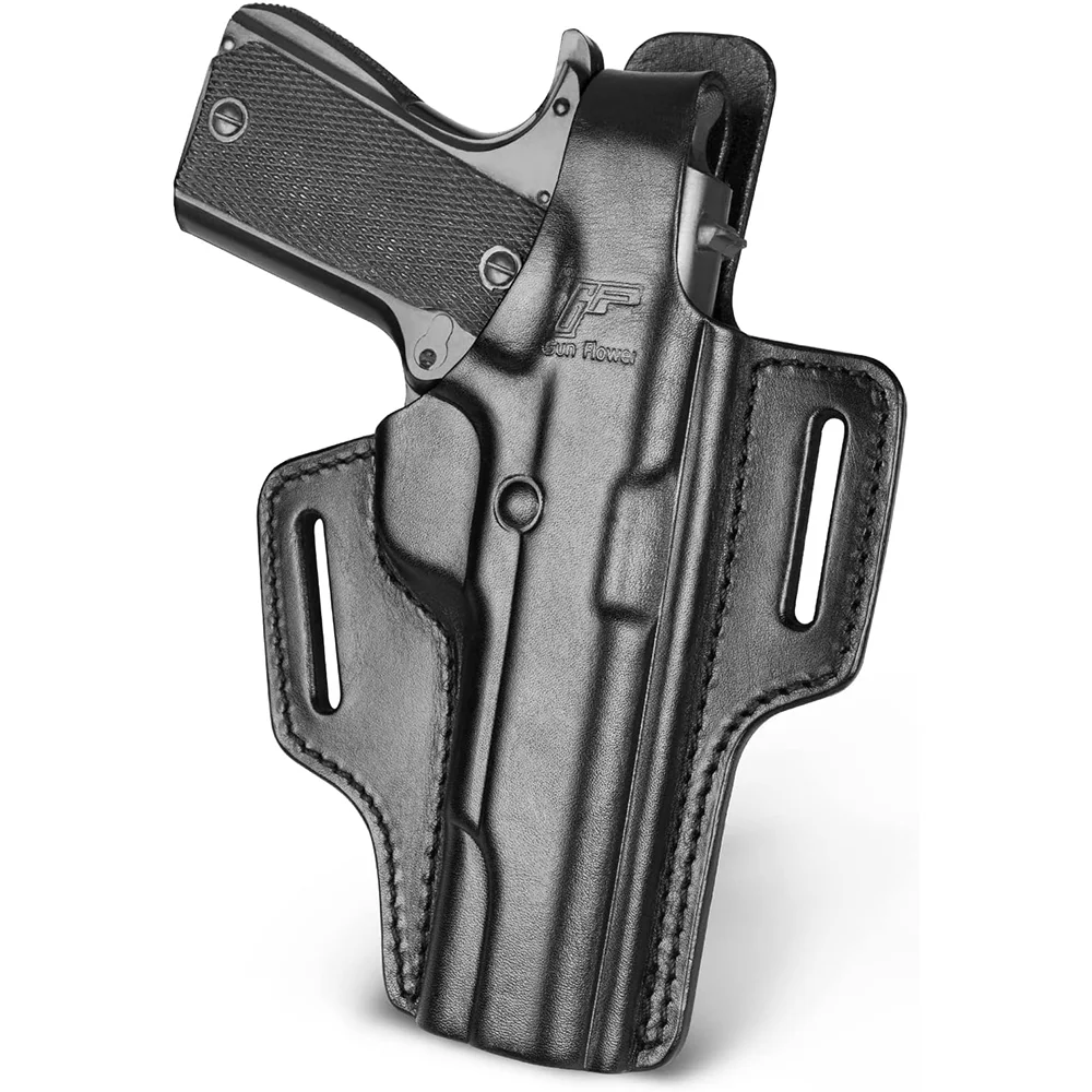 

Тактическая кобура Gun&Flower OWB для Colt 1911, двусторонняя, с 2 слотами, из кожи, для ношения на поясе (Pancake), подсумок для пистолета