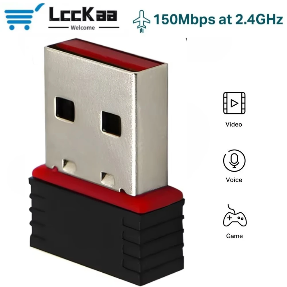 

LccKaa RTL8188 150 Мбит/с USB-адаптер Wi-Fi для Raspberry Pi, адаптер беспроводной сетевой карты Wi-Fi-ключ для настольных ноутбуков, ПК с Windows