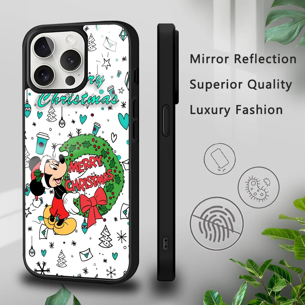 Mickey Vrolijk Kerstfeest Telefoon Case Voor iPhone 16 15 14 13 12 11 Pro Xs Max Mini Plus Celulares harde Funda Dropshipping