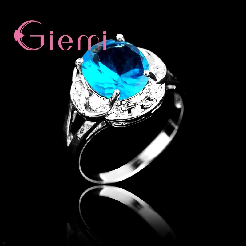 Attractive 925 Sterling Silver Geometric Crystal Zircon Finger Rings For Women Girls Anniversary Party Fashion Jewelry Gifts
