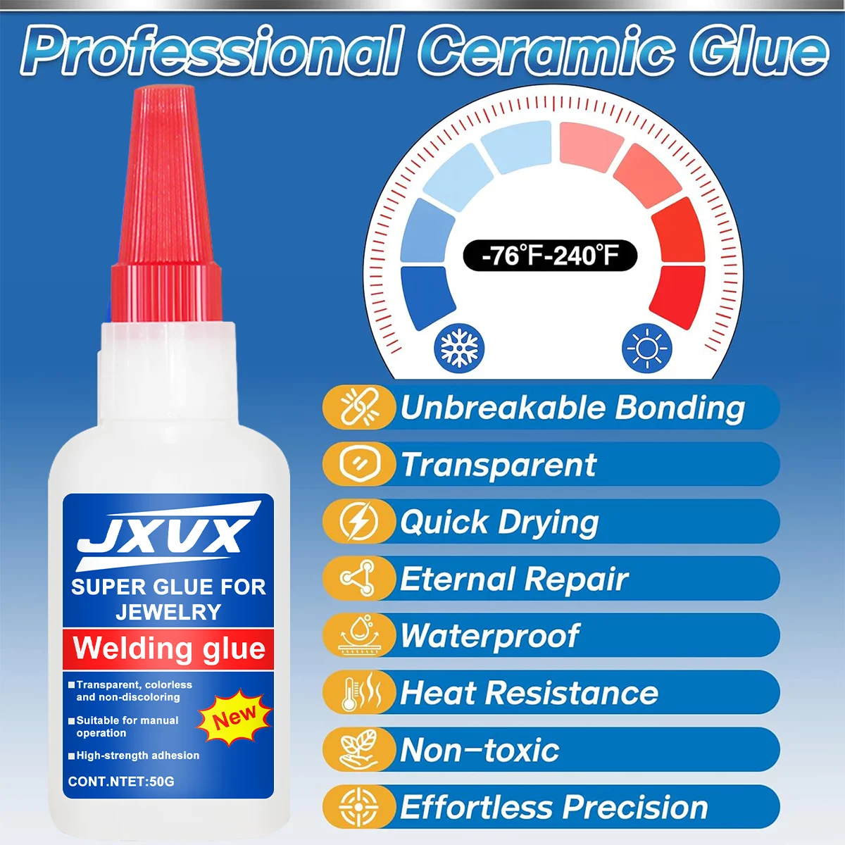 JXVX アップグレード版 20g 溶接用超強力油性接着剤 - 汎用スーパーグルー 強力瞬間接着剤 樹脂 セラミック 金属 PVC プラスチック ガラス 木材など 液体スーパーグルーツール