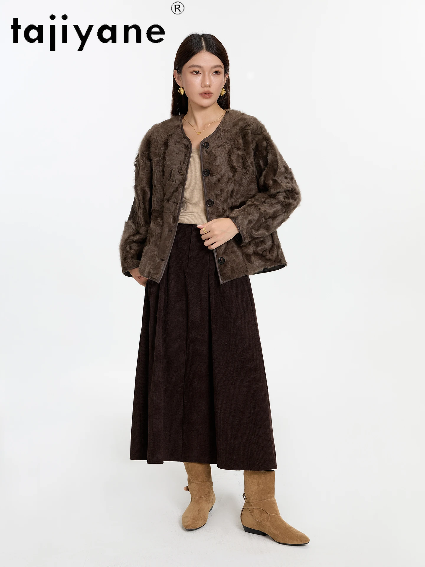 TAJIYANE Natural Xiaohu Wool Sheepskin Fur Coat Women Chic Reversible Jackets Warm Winter Outerwears Woman Clothes 2025 fourrure