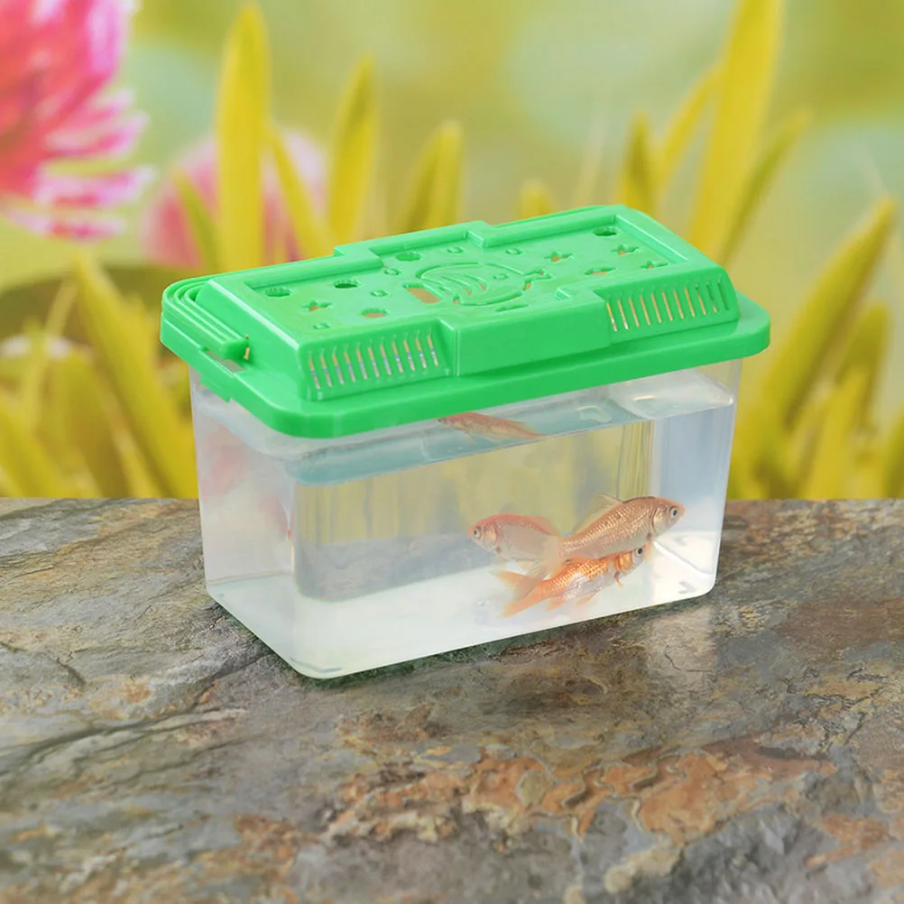 

Pet Transport Box 15x9x11cm Plastic H held Fish Tank Clear Bowl Travel Animal Container Portable Turtle Aquarium Hamster Housing