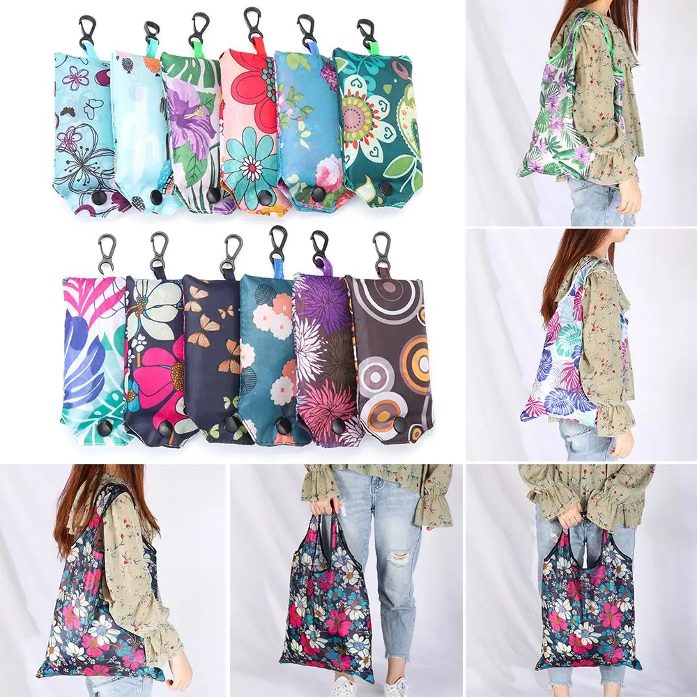 Household Foldable Recyclable Groceries Tote Shopping Bags Reusable Pouch Storage Bag