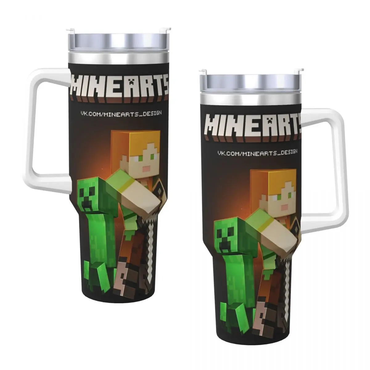 

Мультфильм Mines Pixel Game Crafts Стакан Холодный напиток Бутылка для воды Герметичные термочашки из нержавеющей стали Пользовательские пляжные автомобильные кружки