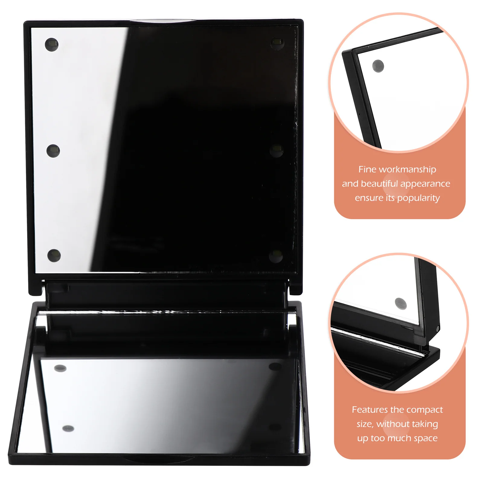 

Foldable LED Makeup Mirror Portable Mini Mirror with Bright Light Clear Reflection for on The Go Touch Ups