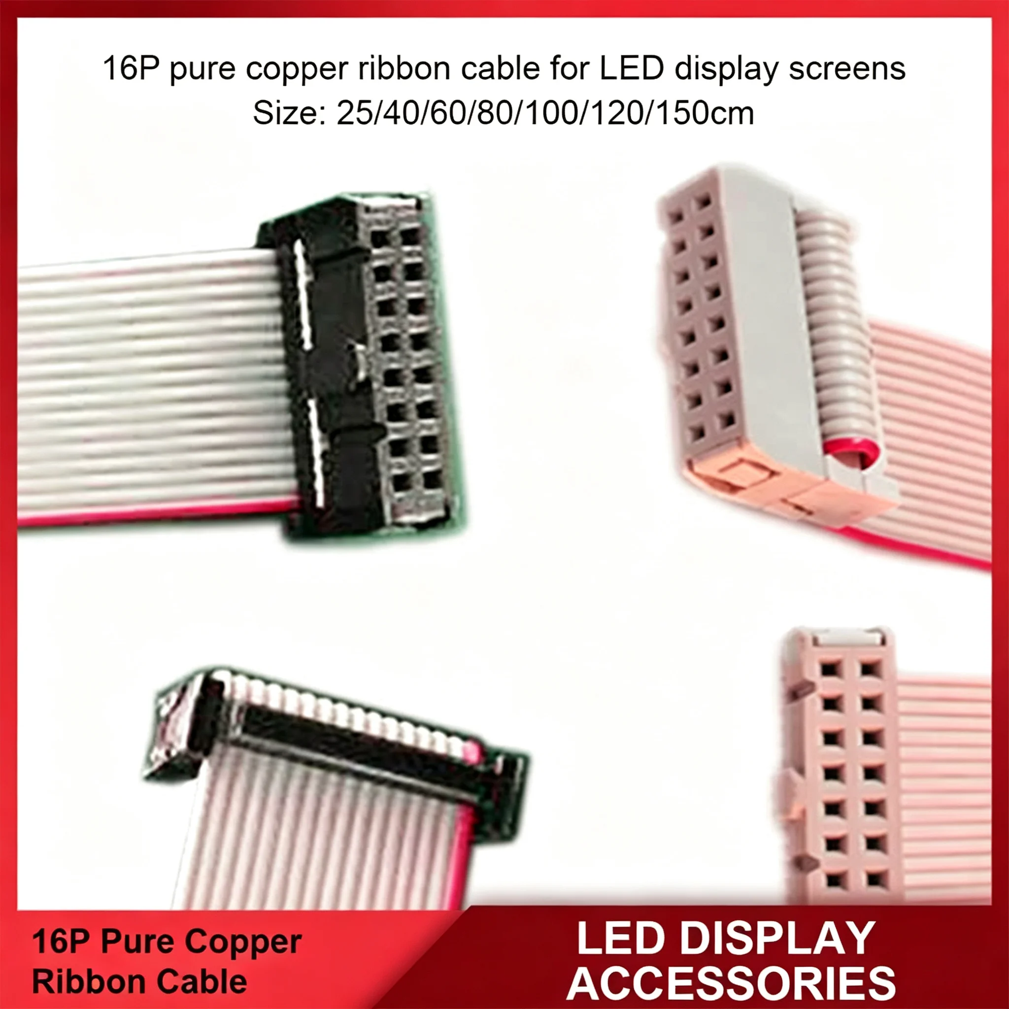 10Pcs 16P Data Signal Connection Wire Single Dual Color LED Full Color Pure Copper Wire for LED Display Screen