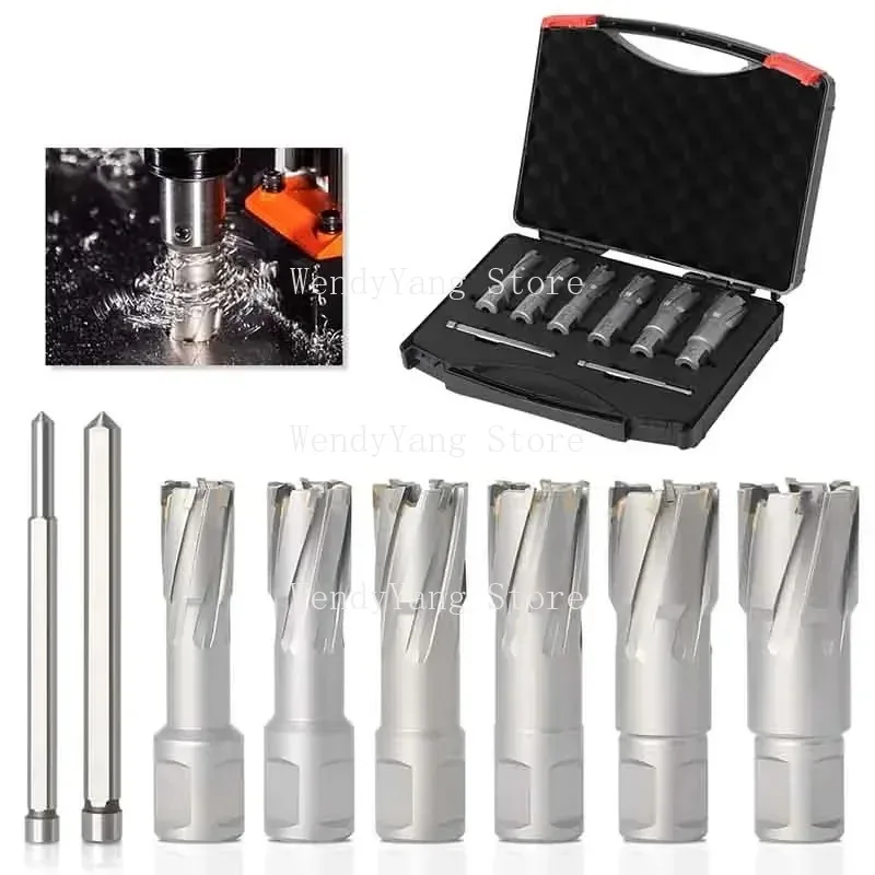 

6Pcs 16-26mm *35mm TCT Annular Cutter Magnetic Hole Saw Set For Iron Stainless Steel Drilling Carbide Hollow Core Drill Bits