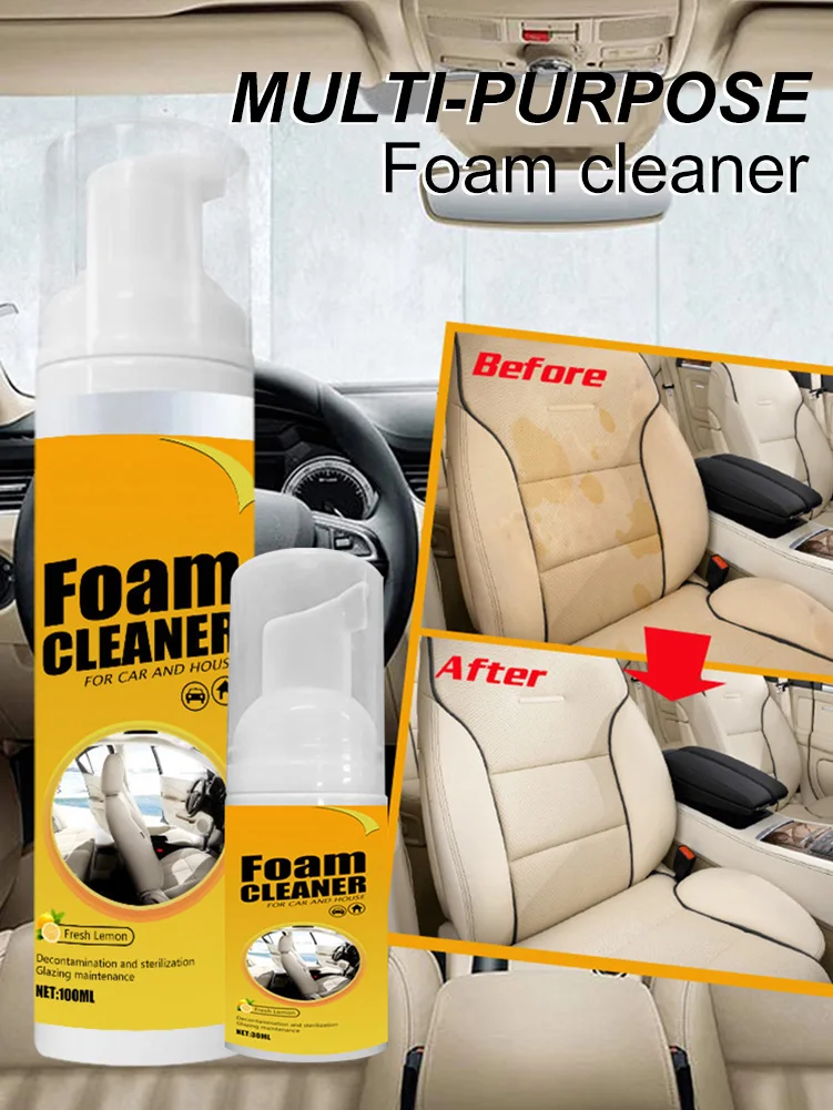 Multi-purpose Foam Cleaner Spray Car Interior Cleaner Anti-Aging Protection Car Interior Home Cleaning Foam Spray Lemon Scented