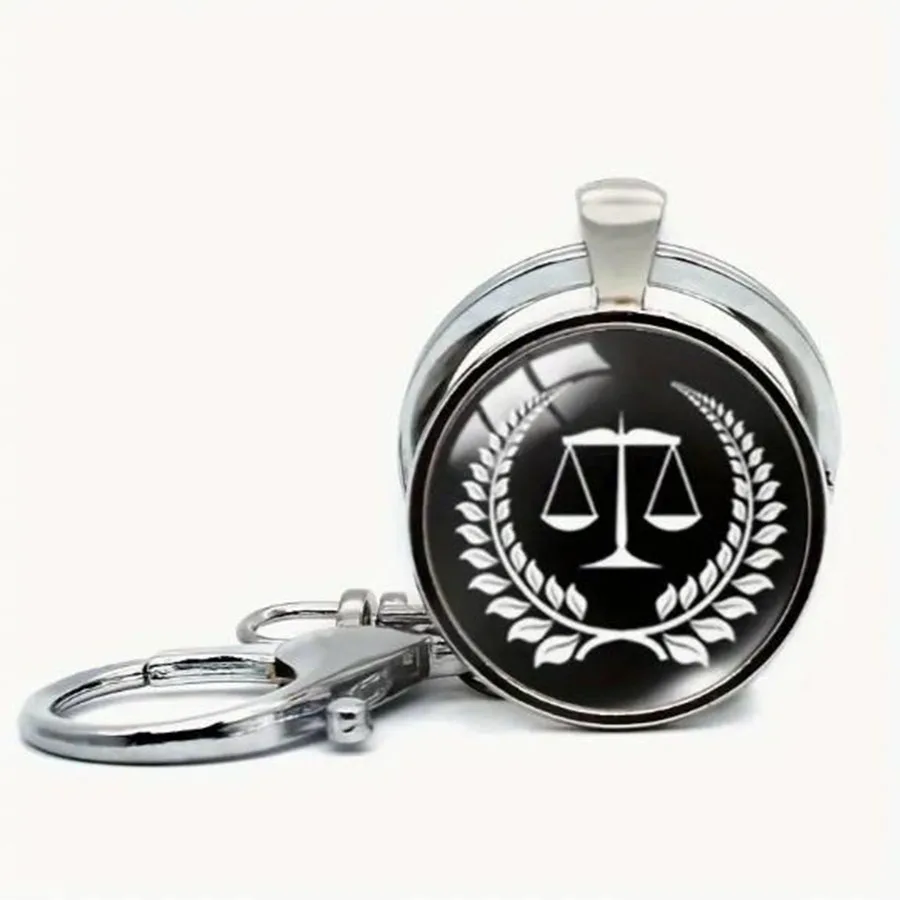 lawyer key chain for men judge justice hammer key chain law justice sign key chian