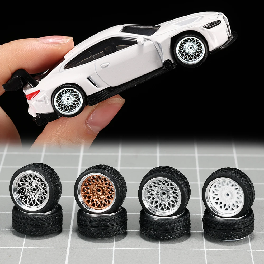 1/64 Modellauto-Räder 4er-Set - 11mm Durchmesser ABS-Gummireifen mit Bremsscheibe - Upgrade-Teile für Tomica Diecast-Fahrzeuge – Detail 36