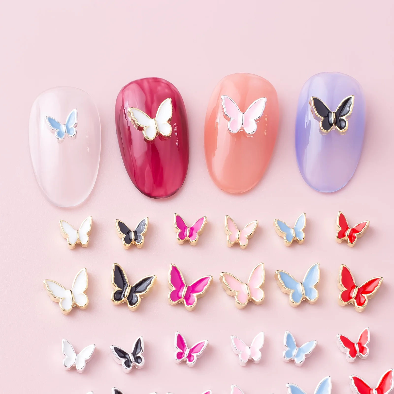 10 قطع مزيج الجنية مسمار نصائح الديكور سبيكة فراشة مسمار سحر موكا الألوان مسمار الراين