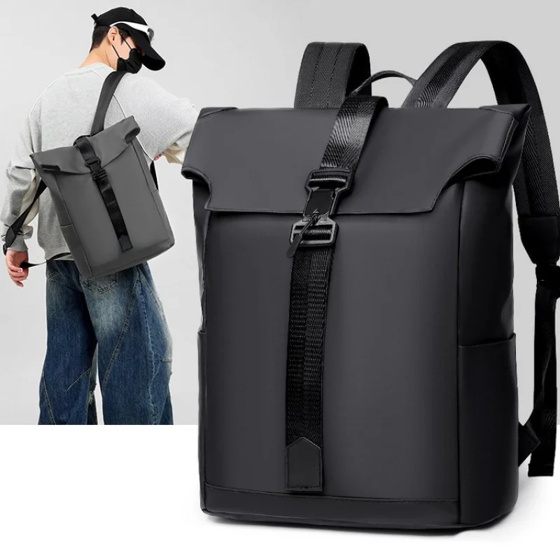 

Waterproof Travel Backpack For Men Oxford Solid Color Casual College Student Bookbag Large Capacity Men's Business Bag